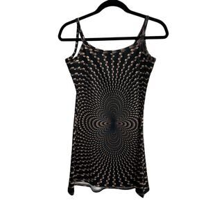 Y2K psychedelic slip dress The Headspace recycled optical illusion size M‎